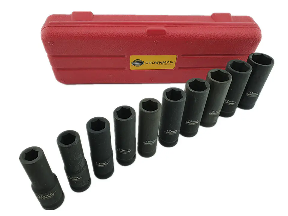 Juego Caja Dados Impacto 1/2 Pulgada 10 Piezas Crownman 3