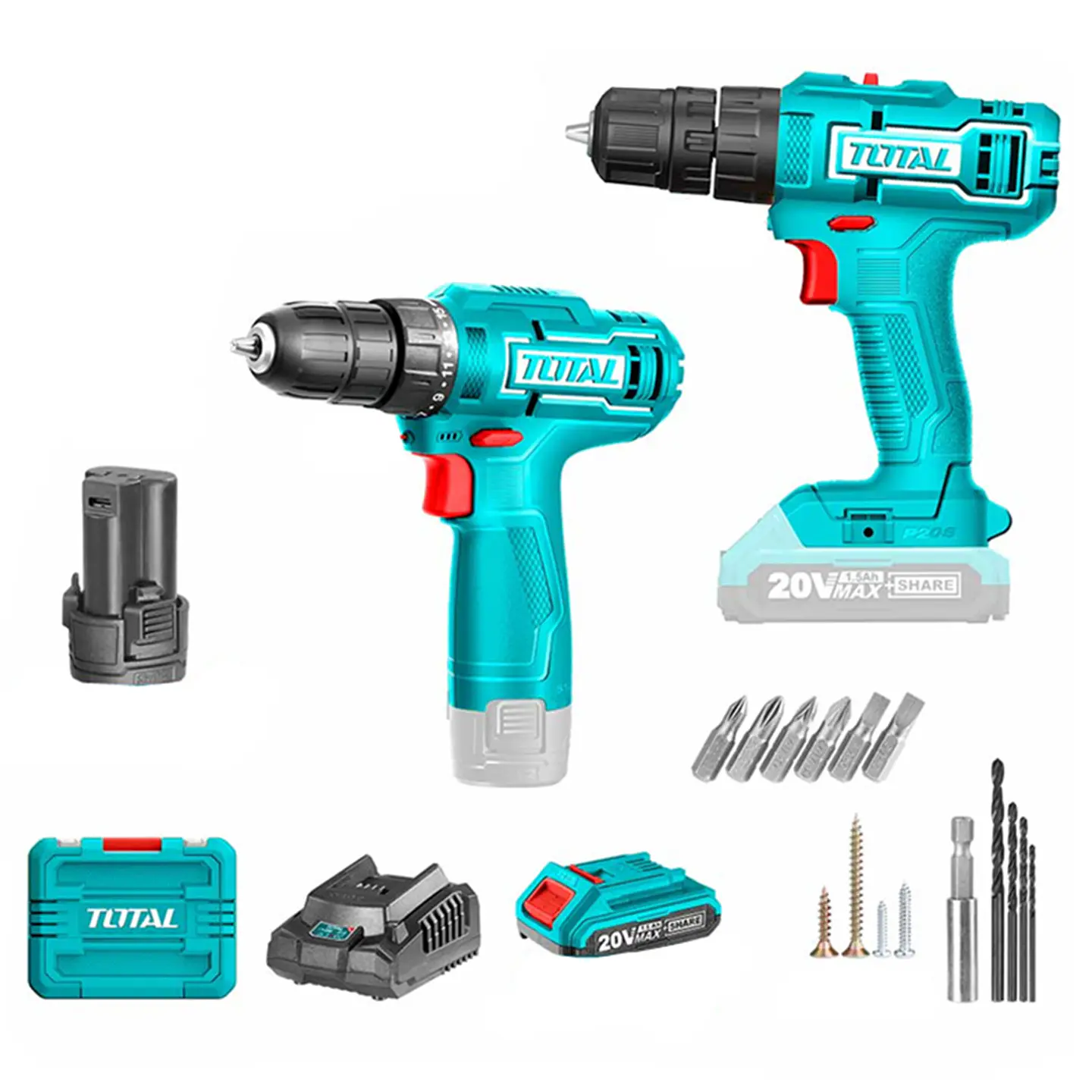 Kit Taladro 20v + Taladro Atornillador 12v Total Tckli20122 1