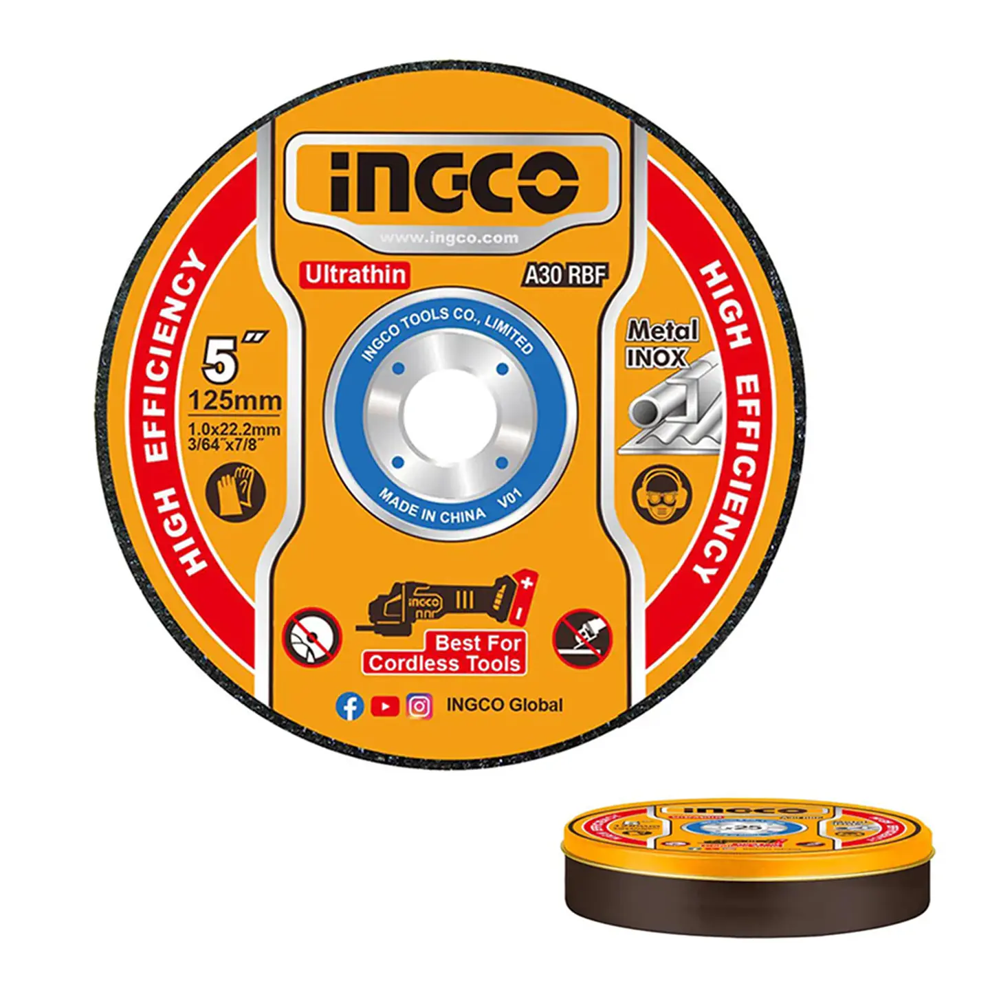 Disco De Corte P/ Metal Acero Inoxidable 125mm 25 Und Ingco 2