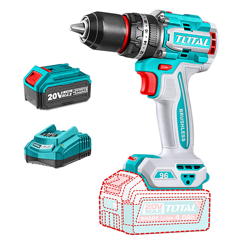 Taladro Atornillador Percutor 20v Bat+carg Total Tidli209681