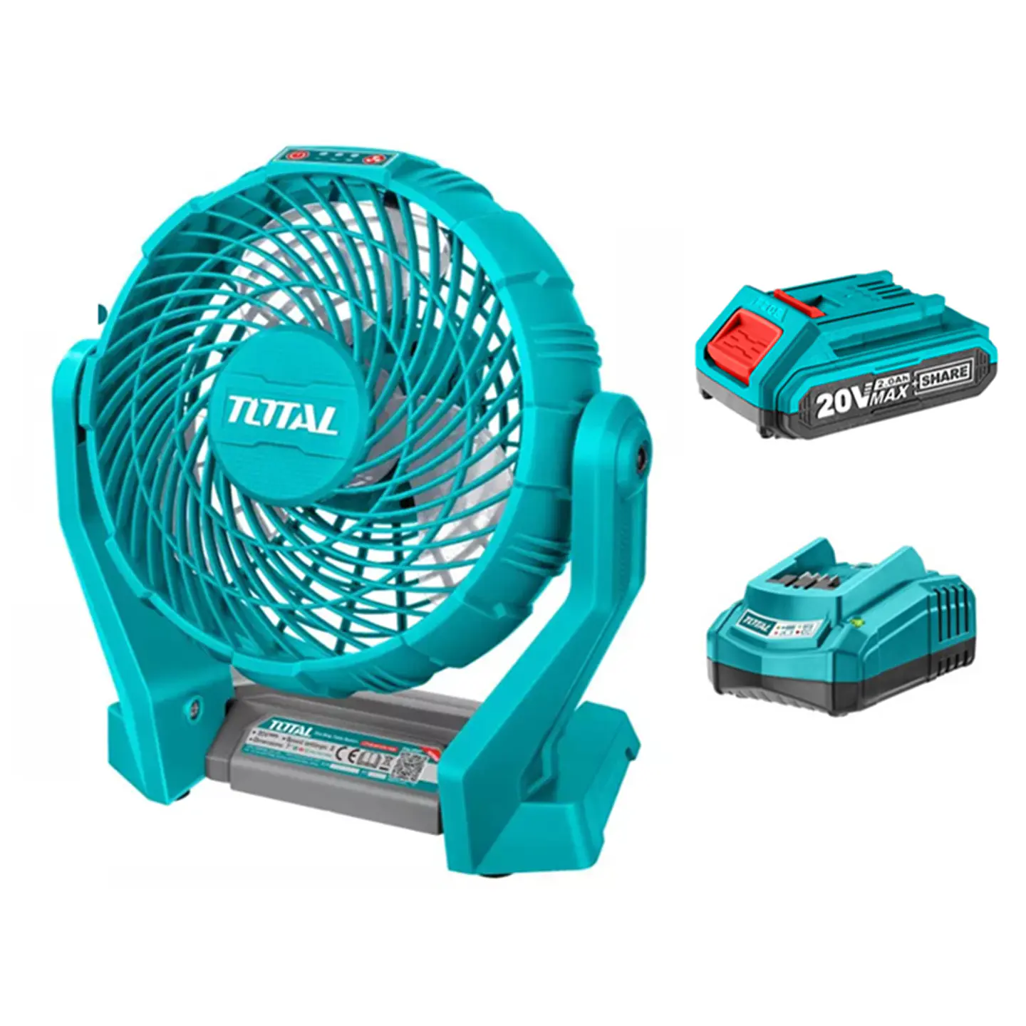Ventilador Inalambrico 20v Bat+ Carg Total Tfali2007 1