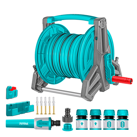 Carrete Manguera 20m Y Pulverizador Accesorios Jardín Total