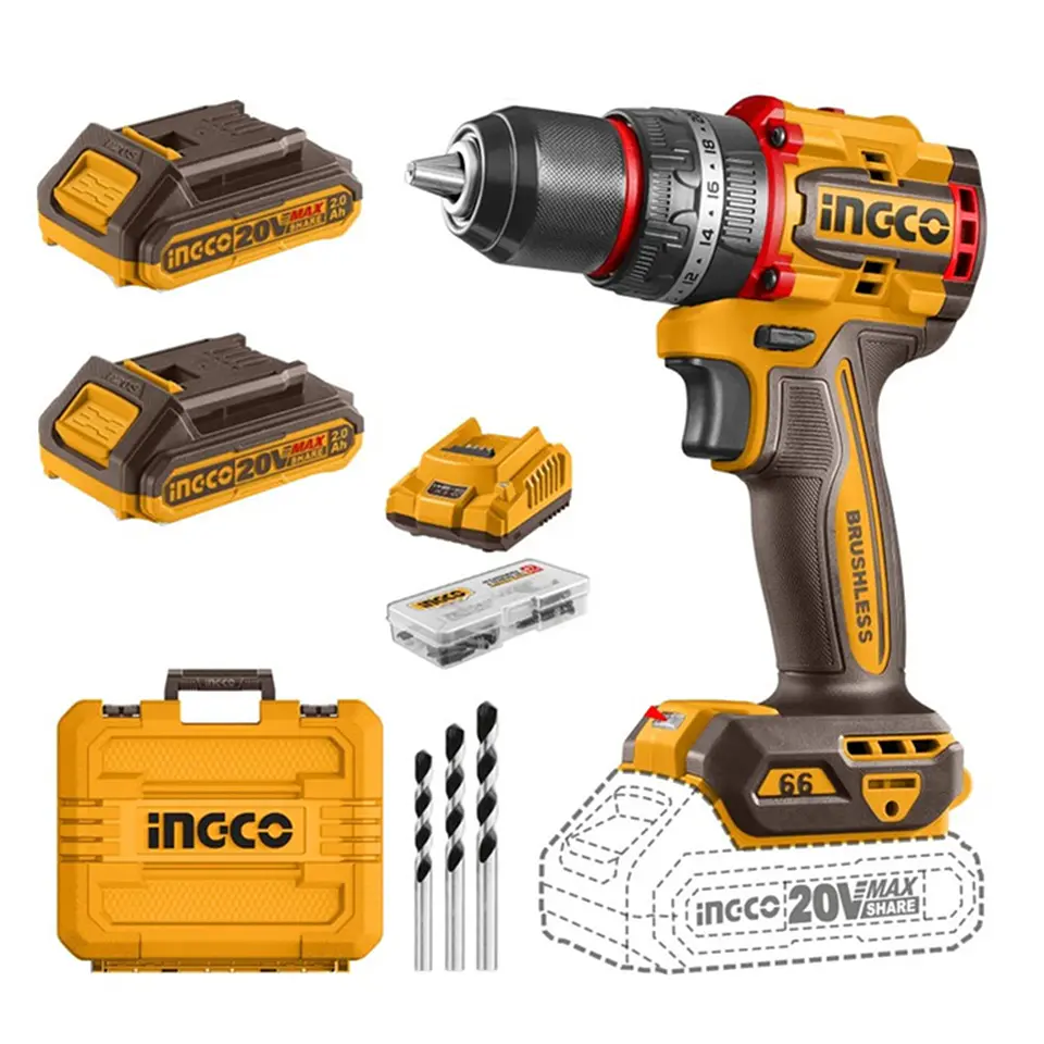 Taladro Atornillador Percutor 20v 2bat+carg Ingco Cidli20668  1