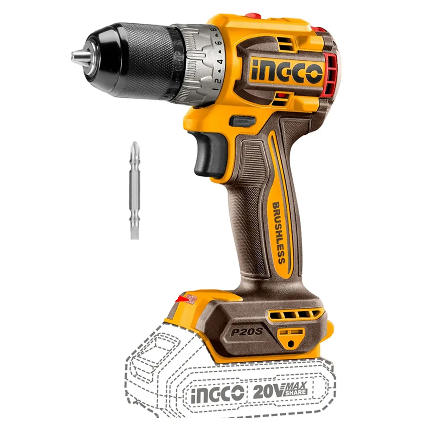 Taladro Atornillador Inalambrico 13mm 20v Ingco Cdli206021 1