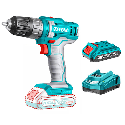 Taladro Atornillador 10mm 20v Bat+ Carg Total Tdli200515