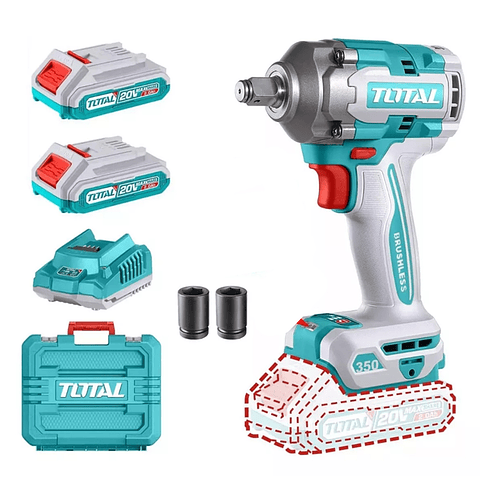 Taladro Pistola Llave Impacto 20v 2bat+ Carg Total Tiwli2035