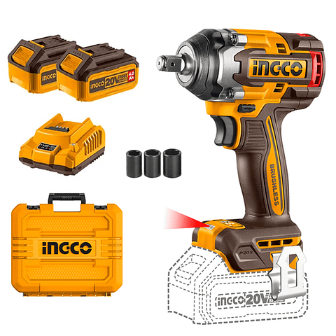Taladro Pistola Llave Impacto 20v 2bat+ Carg Ingco Ciwli2050
