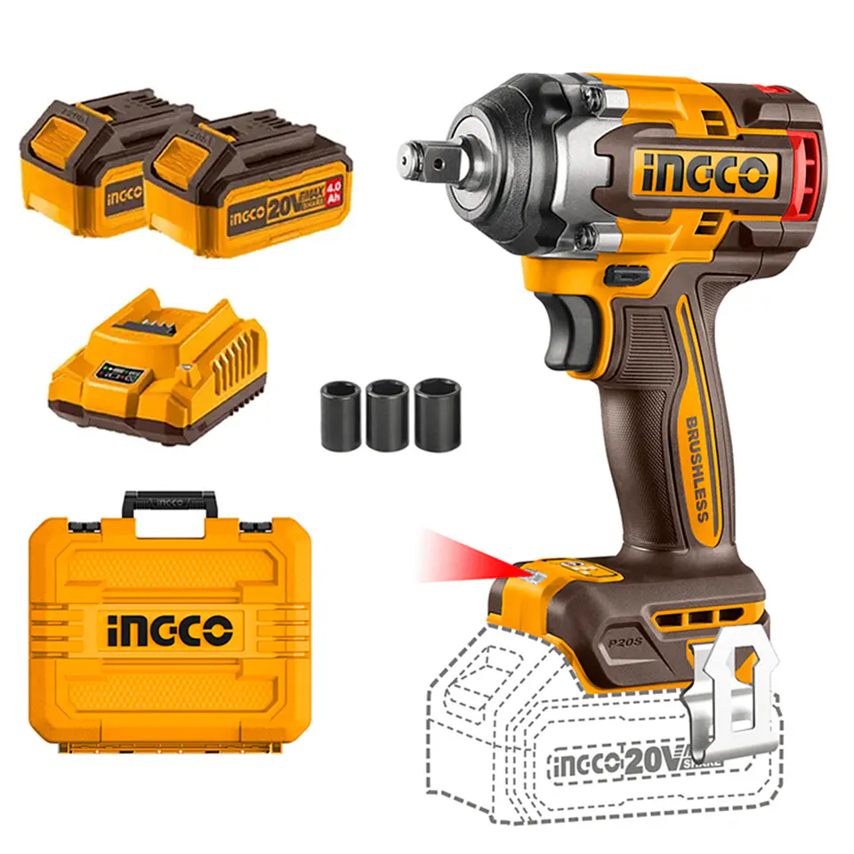 Taladro Pistola Llave Impacto 20v 2bat+ Carg Ingco Ciwli2050 1