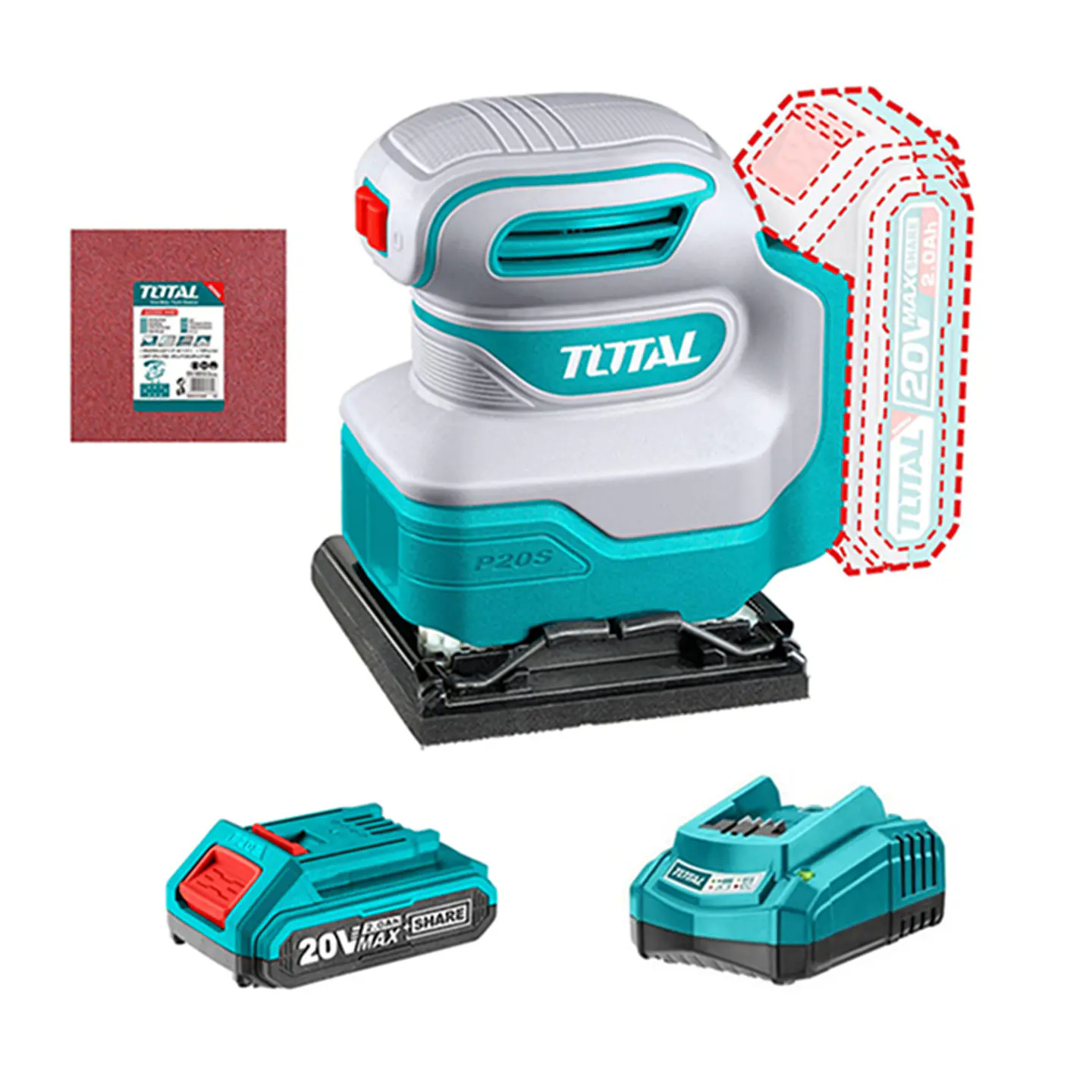 Lijadora Orbital De Palma 20v Bat+ Carg Total Tshsli2014 1