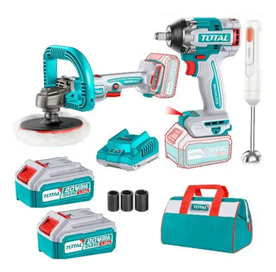 Kit Llave De Impacto + Pulidora + Batidora Multimixer 20v 1