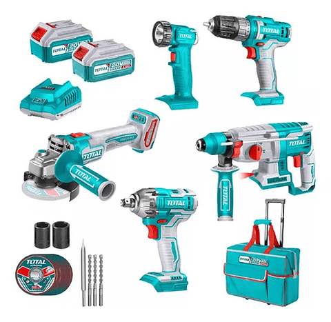 Kit Herramientas Inalámbricas 20v 6 Pcs + 2 Bat + Carg Total