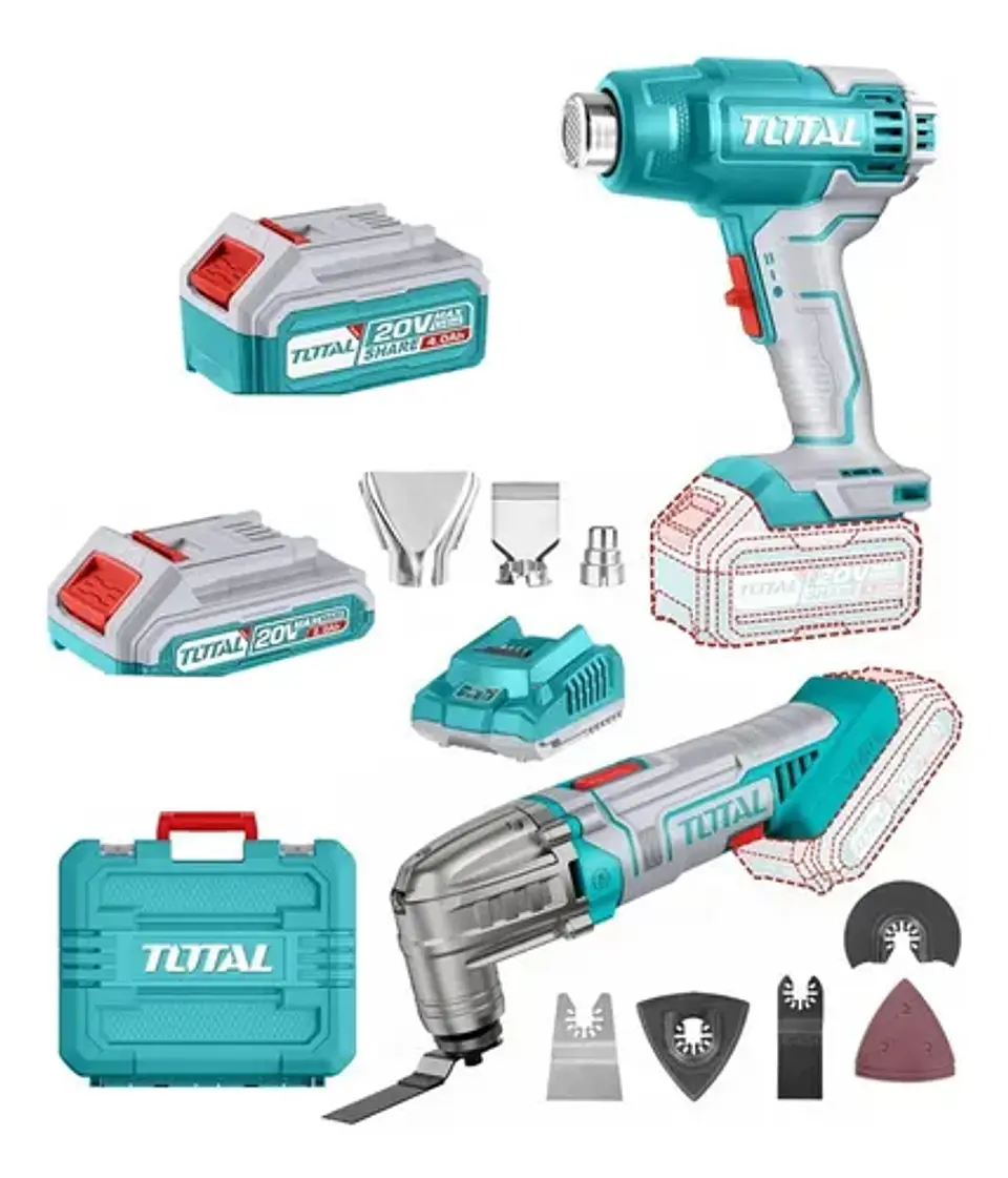 Kit Pistola De Calor + Herramienta Oscilante Multiuso 20v 1