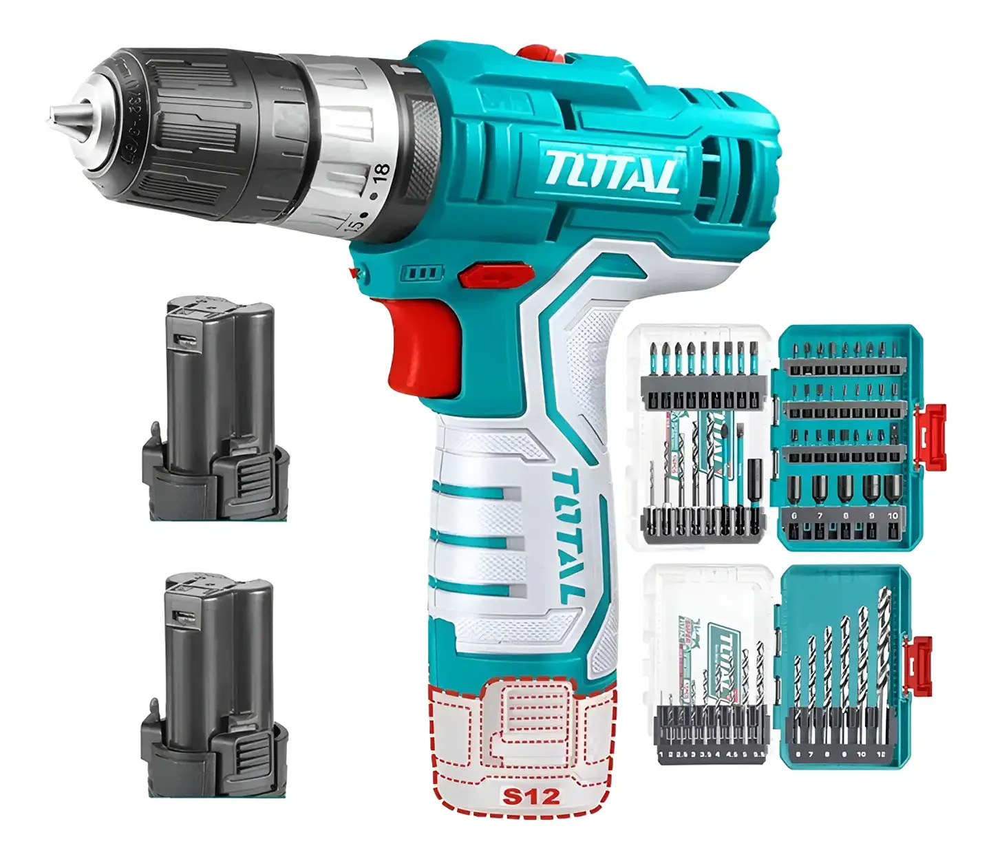 Taladro Inalambrico 10mm 12v + Bateria + Cargador Total 1