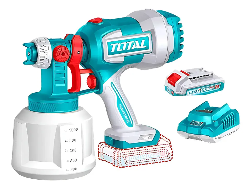 Pistola Pintar Inalambrico 20v 800ml + Bateria + Cargador Total Tsgli20042 1