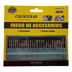 Kit de Fresas Punta Diamantada Para Dremel 30 piezas Crownman CMAD3130