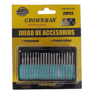 Kit de Fresas Punta Diamantada Para Dremel 20 piezas Crownman CMAD3120
