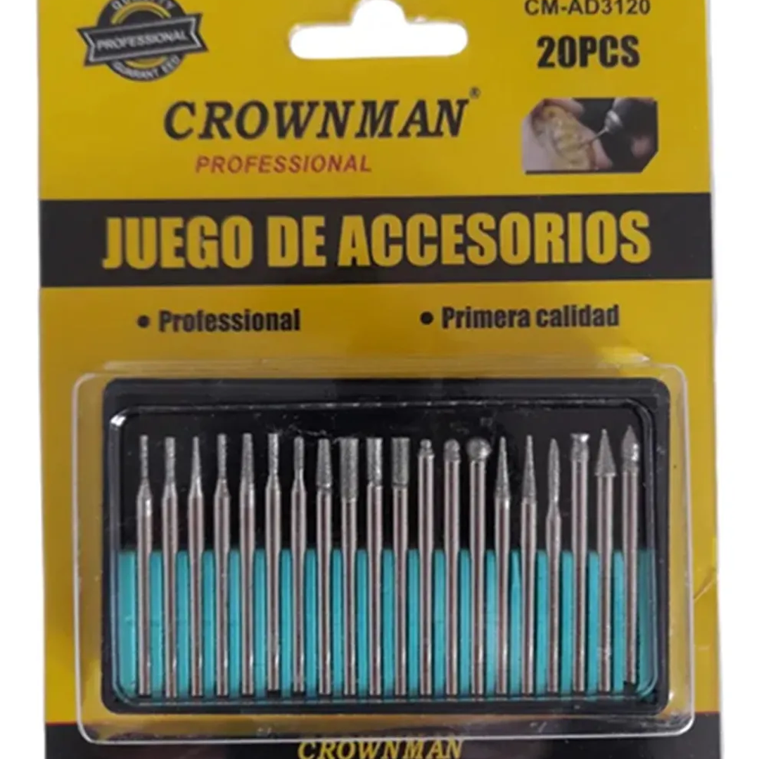 Kit de Fresas Punta Diamantada Para Dremel 20 piezas Crownman CMAD3120 1