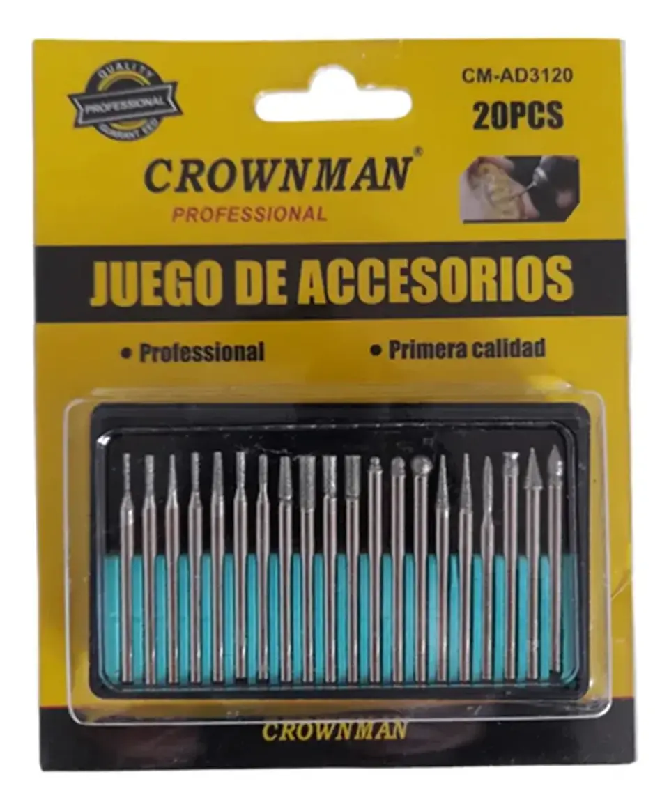 Kit de Fresas Punta Diamantada Para Dremel 20 piezas Crownman CMAD3120 1