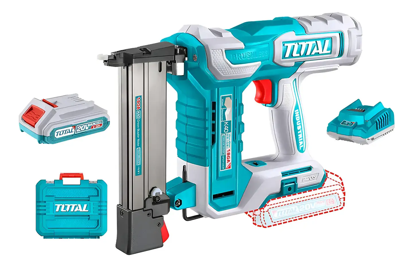 Grapadora Inalambrica 40mm 20v + Bateria + Cargador Total Tcsnli6008 1