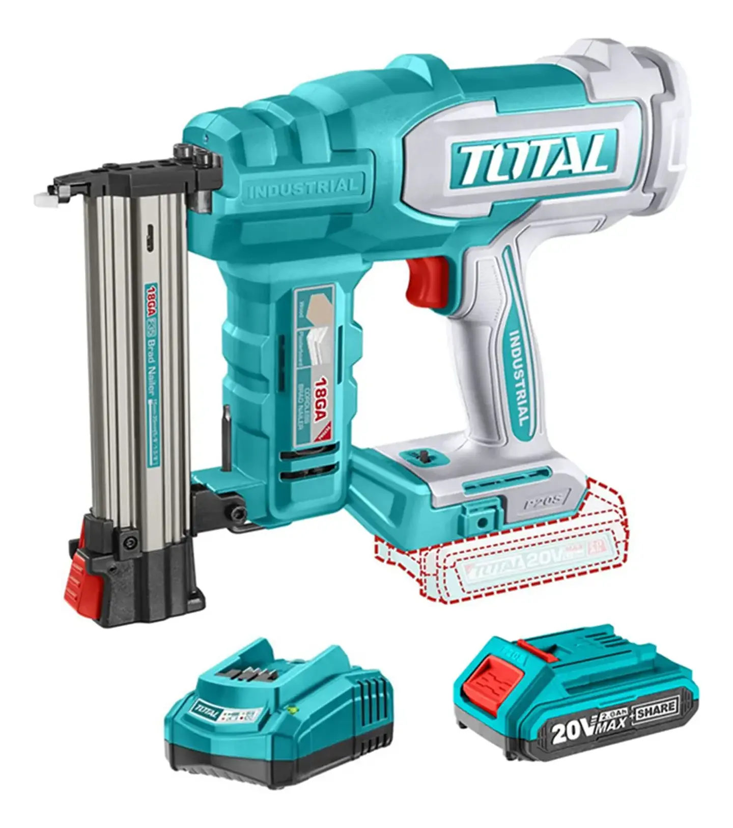 Clavadora Inalambrica 20v 35mm + Bateria + Cargador Total Tcbnli200522 1