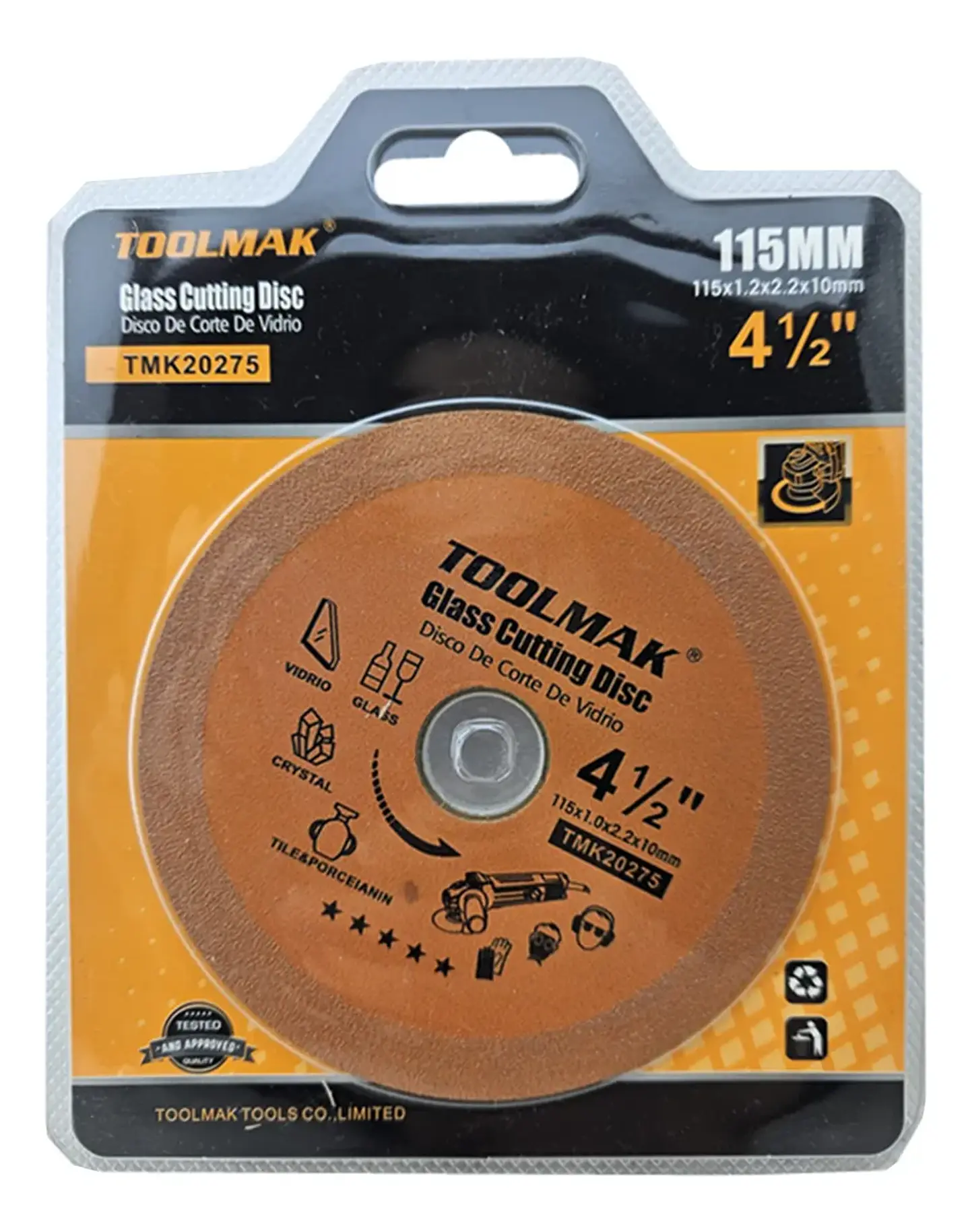 Disco De Corte Diamantado Para Vidrio 4 1/2 115mm Toolmak Color Único color 1