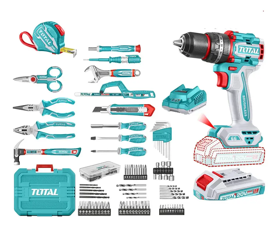 Kit Taladro Percutor 20v + Herramientas - 165 Piezas Total 1