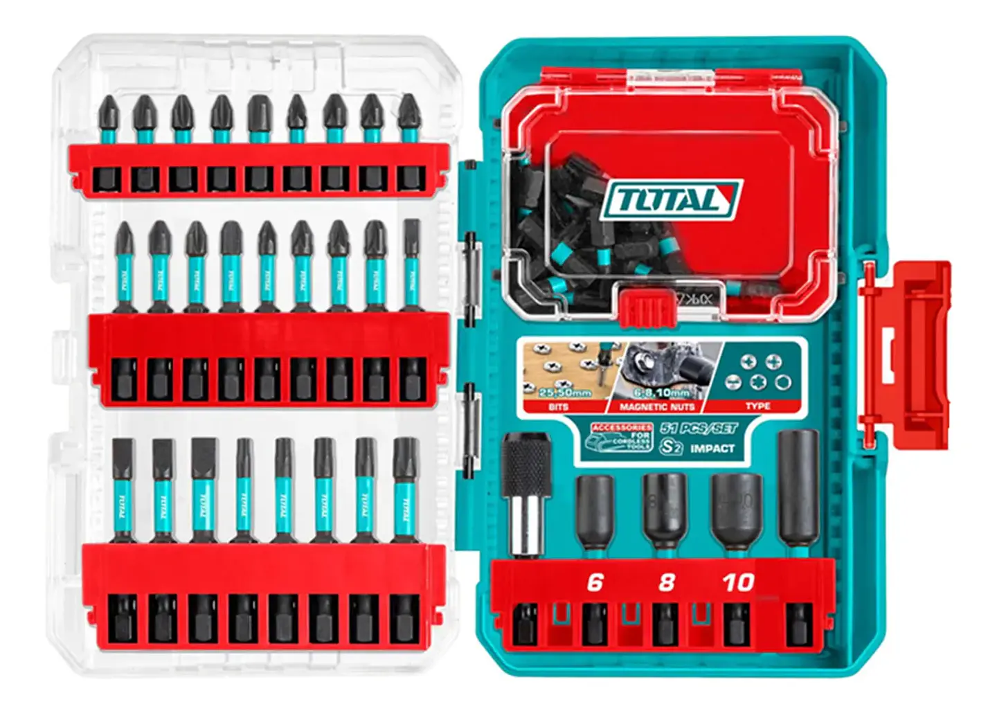 Set Puntas Destornillador Impacto 51 Pcs Total Tacsdl25106 1