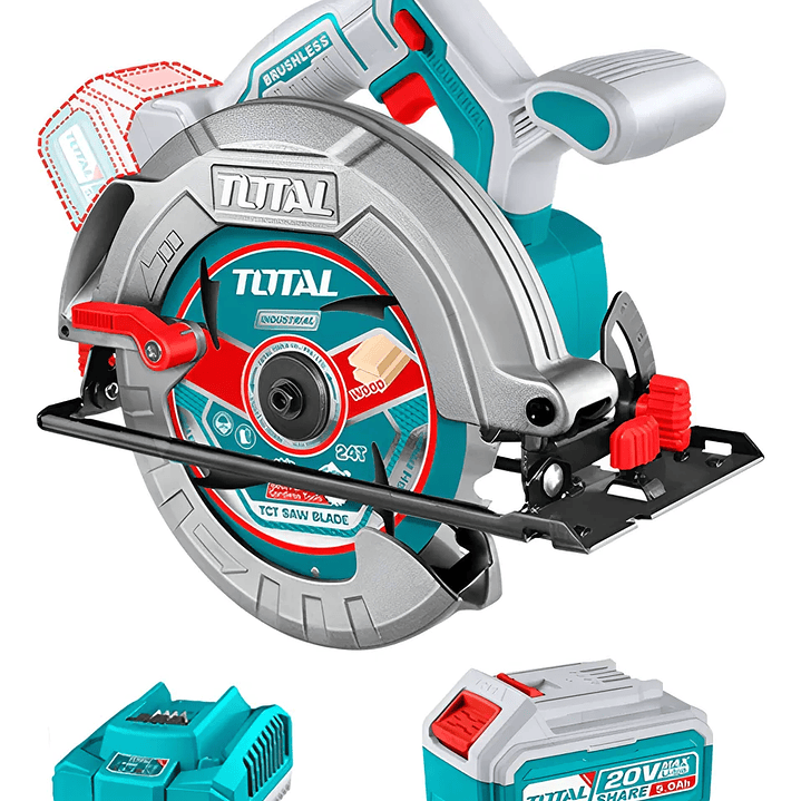 Sierra Circular Inalámbrica 20v Bat + Carg Total Tsli18513 Color Turquesa Frecuencia n/a 1