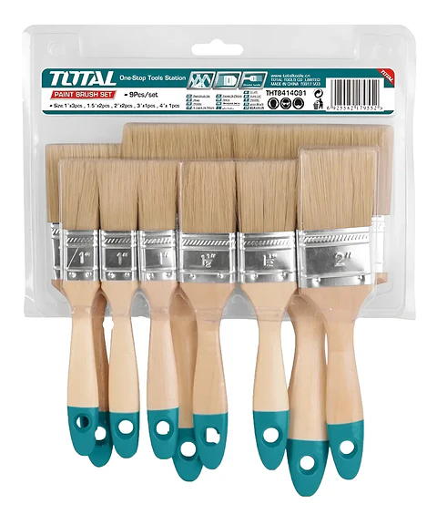 Set De Brochas Con Mango De Madera 9 Piezas Total Tht8414091