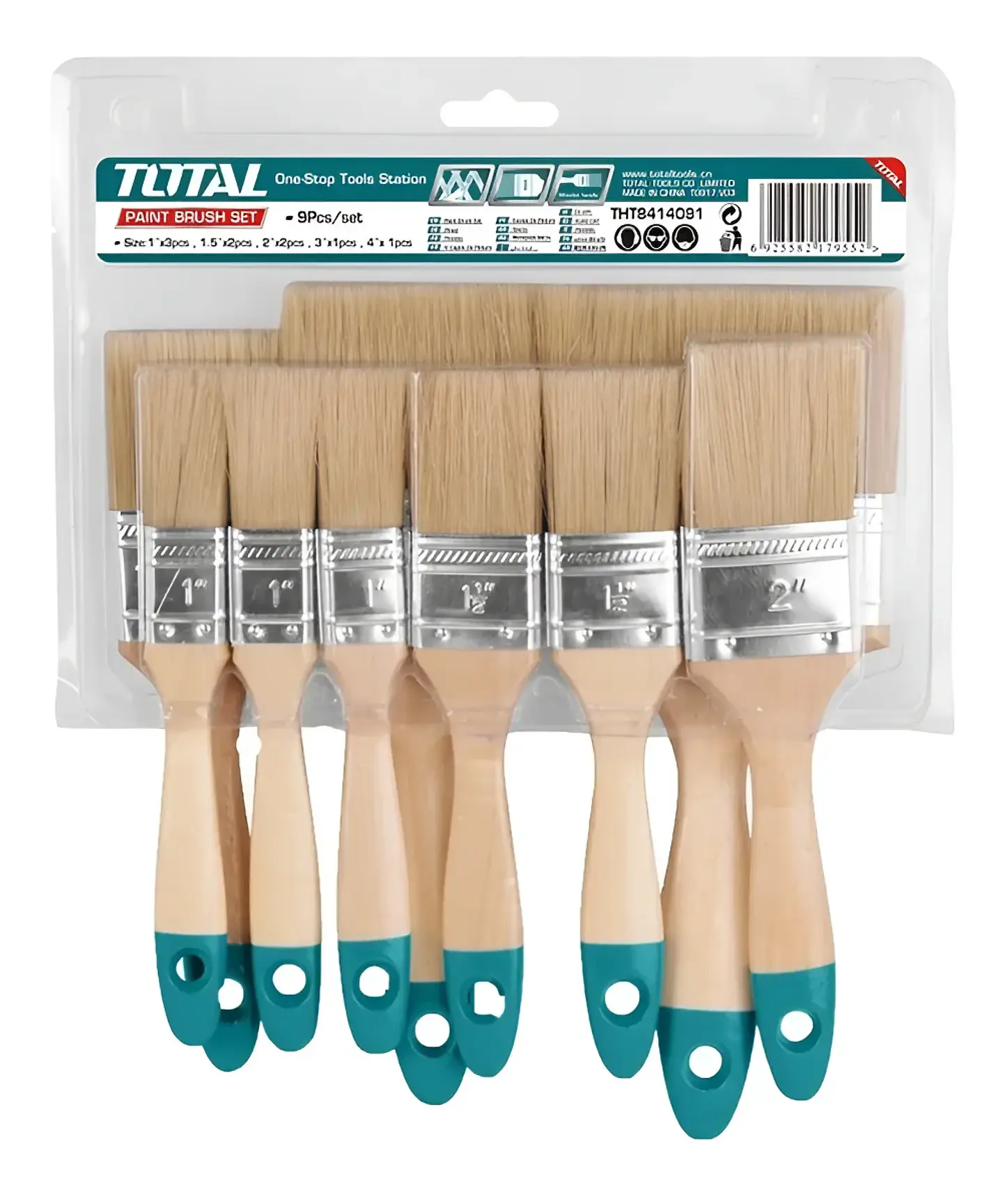 Set De Brochas Con Mango De Madera 9 Piezas Total Tht8414091 1