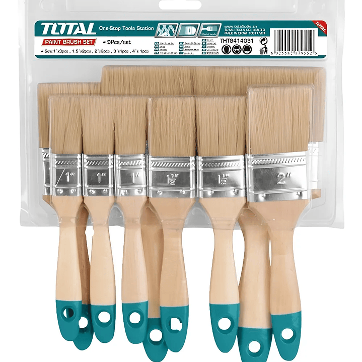 Set De Brochas Con Mango De Madera 9 Piezas Total Tht8414091 1