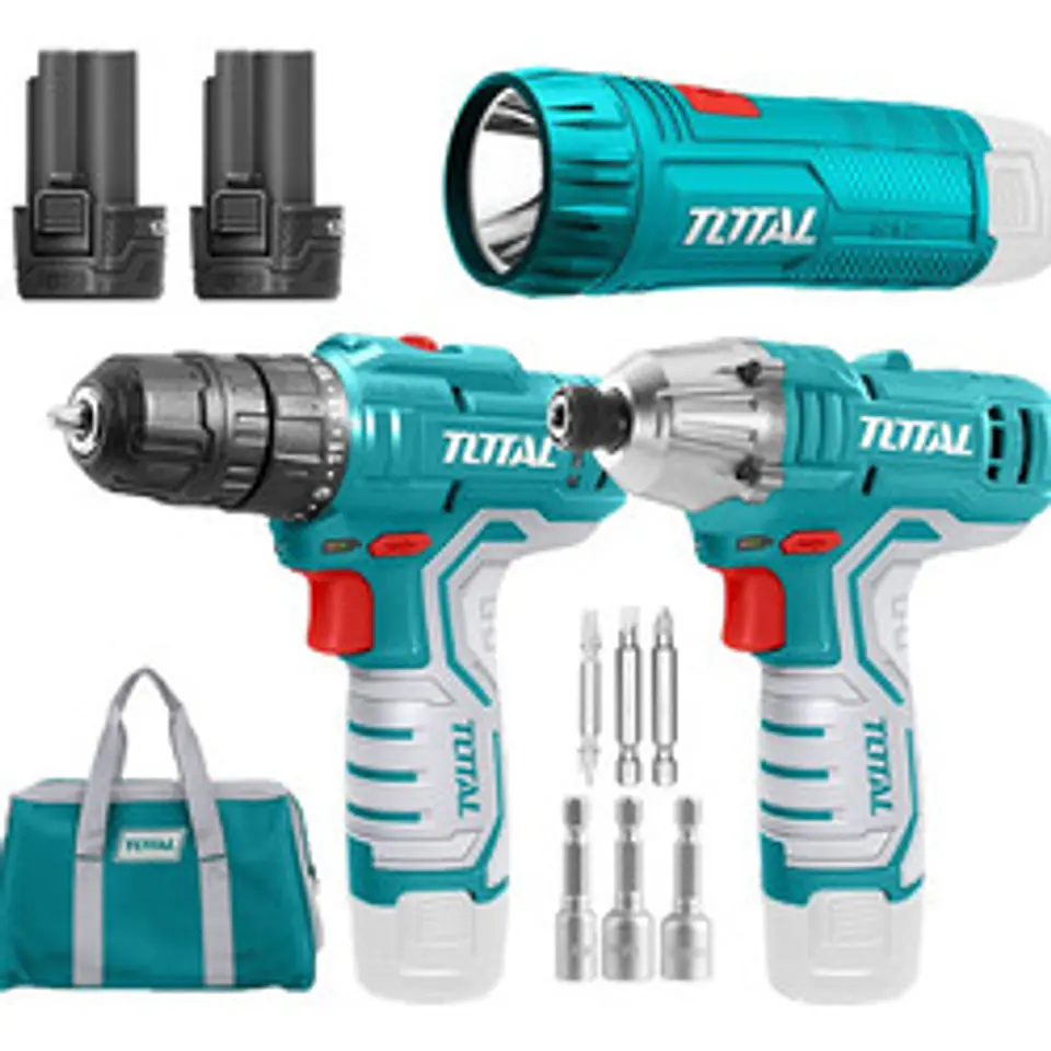 Combo Taladro Taladro Inal 12v + Atornillador 12v + Linterna 12v Total Tkli1203 1