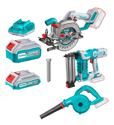 Kit Sierra Circular + Clavadora + Sopladora + Bateria + Cargador Total Tosli240683