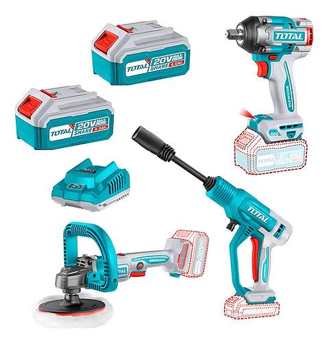 Kit Llave De Impacto + Hidrolavadora + Pulidora 20v Total