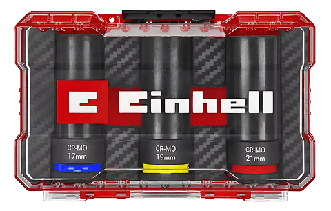 Set 3 Dados Impacto 1/2 Pulgada 17-19-21mm Einhell 109263 Color Rojo