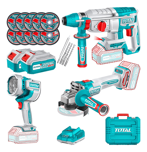 Kit Rotomartillo + Esmeril + Lampara Total Tosli250183