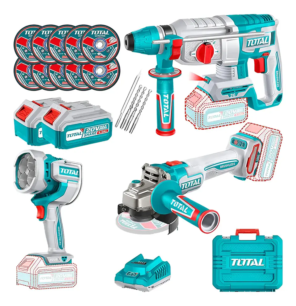 Kit Rotomartillo + Esmeril + Lampara Total Tosli250183 1