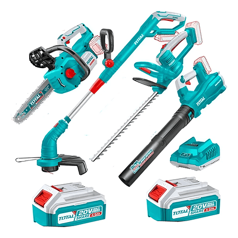 Motosierra+ Cortasetos+ Soplador+ Orilladora 20v Total Tosli Color UNICO