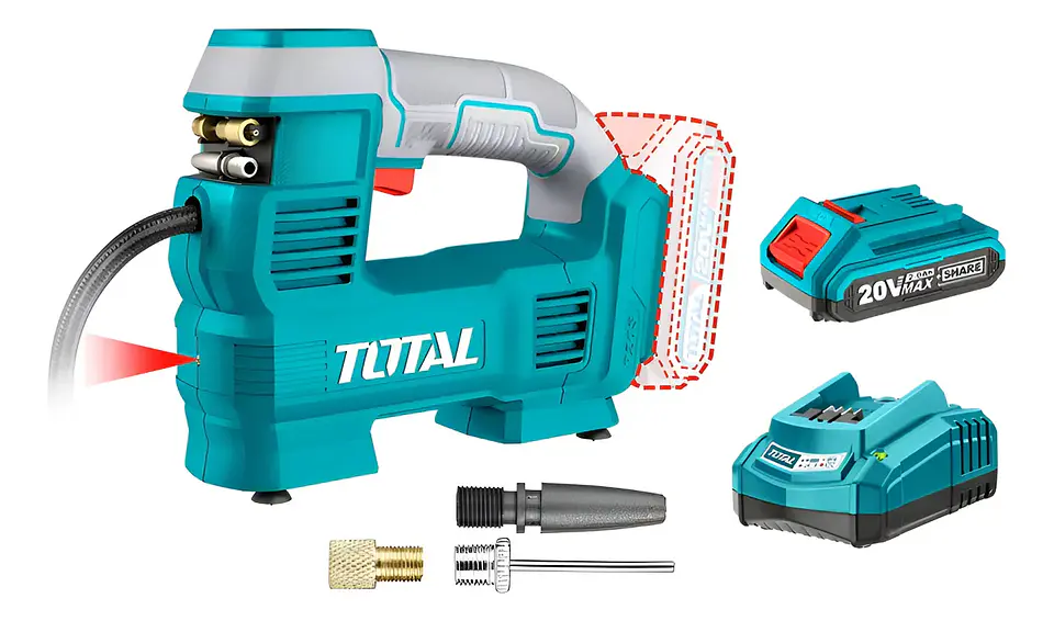 Inflador Compresor Aire Digital 20v Bat+ Carg Total Color Único color Fase eléctrica Monofásica 1