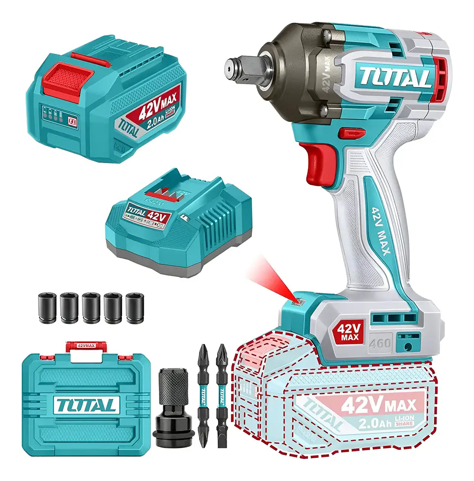 Taladro Pistola Llave Impacto 42v Bat+ Carg Total Tiwli42461 Color Turquesa 1