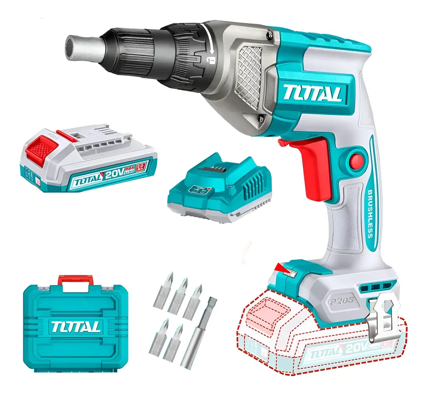 Atornillador Drywall 20v Bat+ Carg Total Tdsli204281 Color UNICO Frecuencia 50HZ/60HZ Voltaje 20V 1