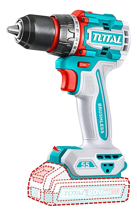 Taladro Inalambrico 20v 13mm 55nm Total Tdli205581