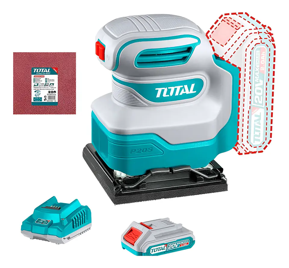Lijadora Orbital 20v 110x100mm + Bateria + Cargador Total Tshsli20141 1