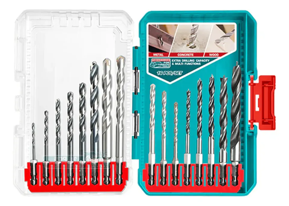 Juego De Brocas Para Madera Cemento Metal 16 Piezas Total 1