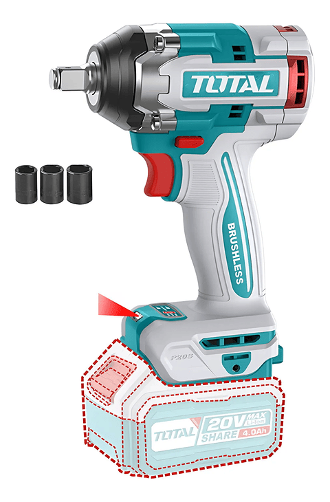 Taladro Pistola Llave Impacto 20v Total Tiwli20501 Color Turquesa Frecuencia 50 Voltaje 20v