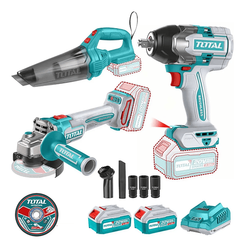Kit Llave Impacto + Esmeril + Aspiradora Total Tosli240789