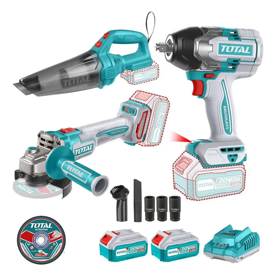 Kit Llave Impacto + Esmeril + Aspiradora Total Tosli240789 1