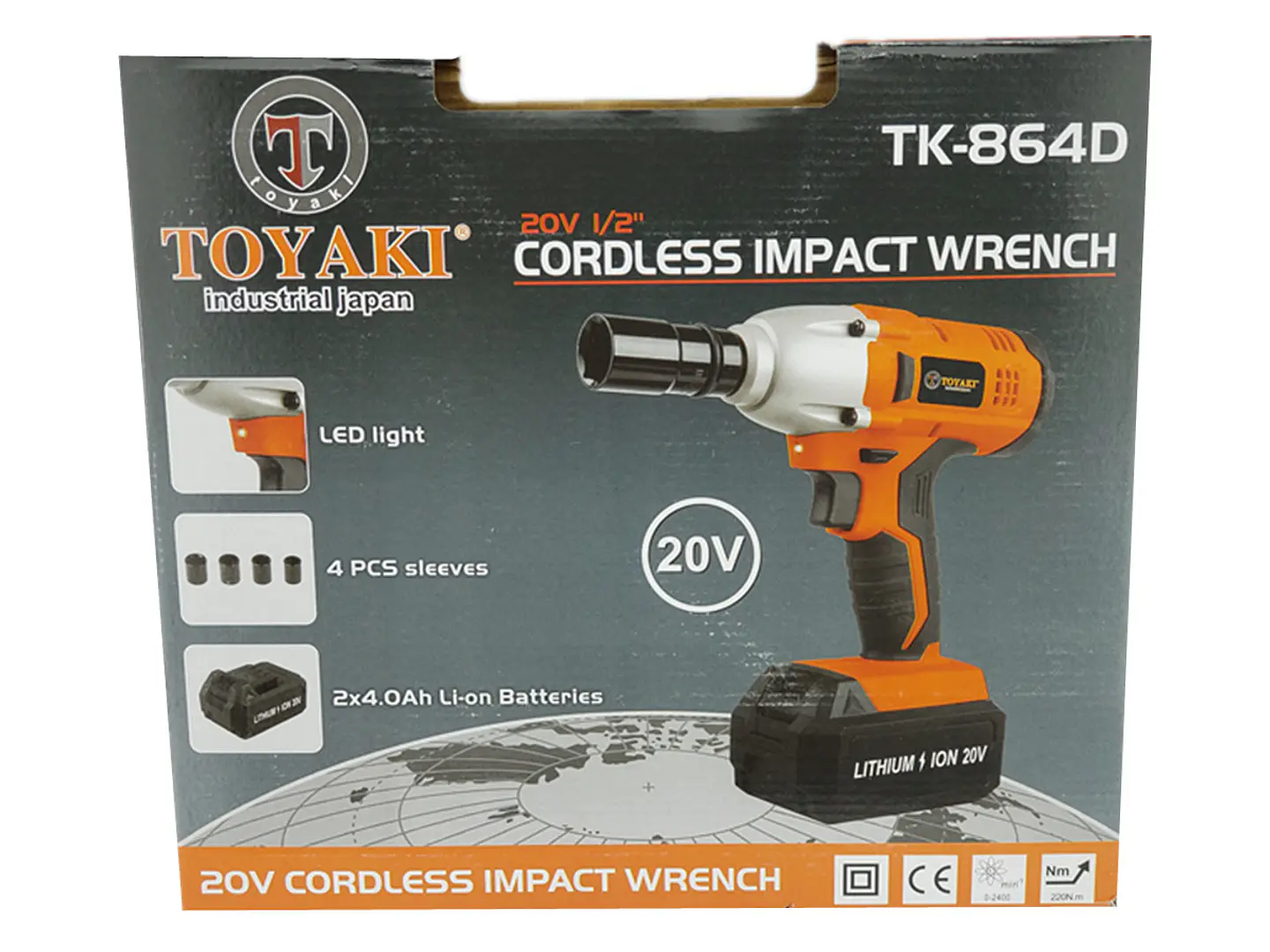 Pistola Taladro De Impacto Inalámbrico 20v 2 Bateria Toyaki 5