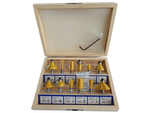 Kit Juego Fresas 12 Piezas 1/4 6.35mm Tupi Router Fresadora