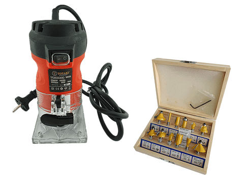 Fresadora Router Mini Tupi 650w Toyaki + Juego 12 Fresas 1/4